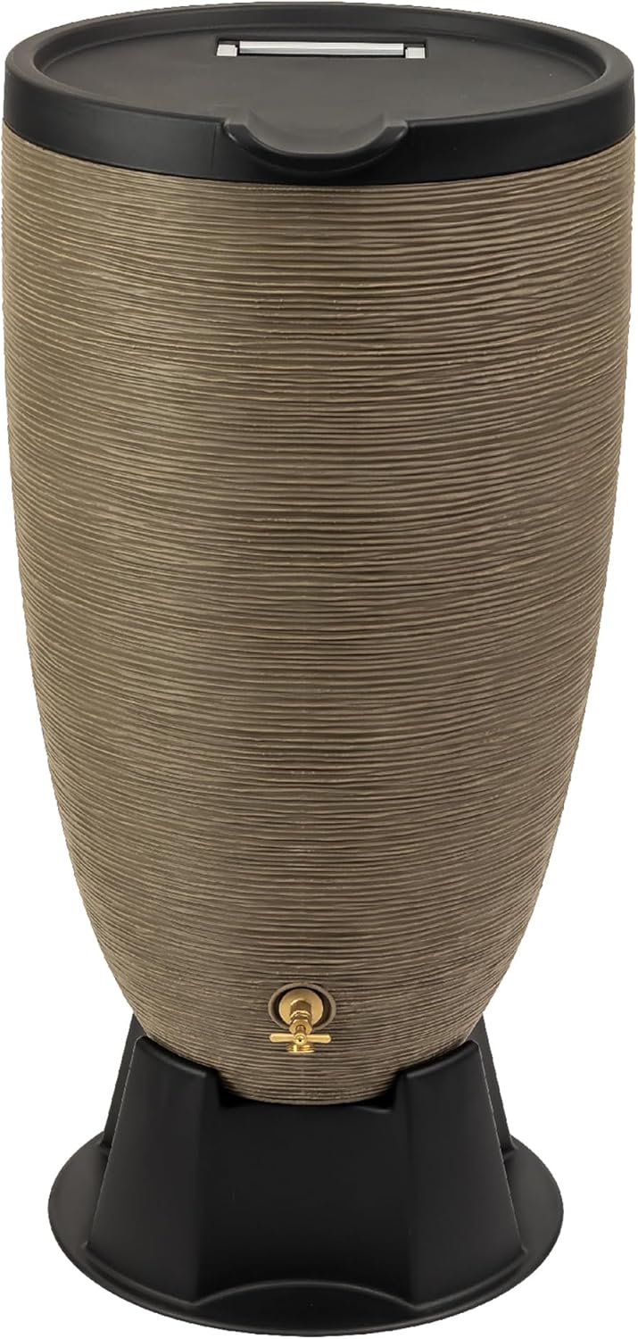 RTS Home Accents 50-Gallon Newport Rain Barrel with Stand, Sandstone